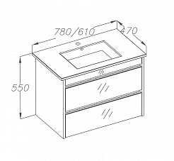  Тумба с раковиной Фреш 60 белый/черный – фотография-3